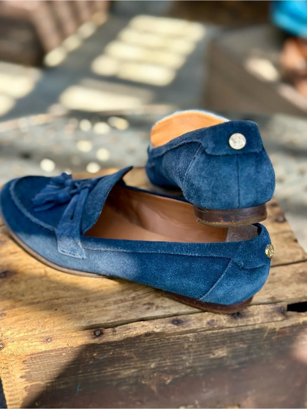 Tommy Hilfiger Navy Suede Tassel Loafers Womens Size 6.5